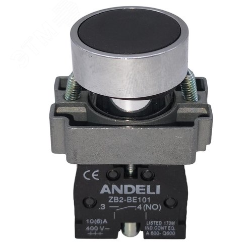 кнопка XB2-BА21 без подсветки черный 1НО - ANDELI