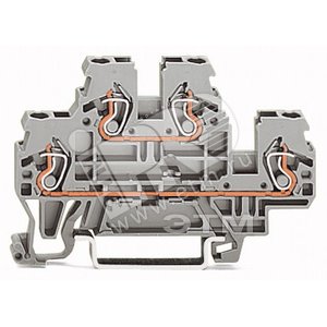 Двухярусная 4-проводная клемма сечением 2.5кв.мм/4кВ.мм. N/L, серая | 870-502 | WAGOДвухярусная 4-проводная клемма сечением 2.5кв.мм/4кВ.мм. N/L, сера