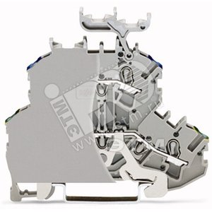 Клемма 2-уровневая заземление-фаза с держателем маркировки с торцевой пластиной