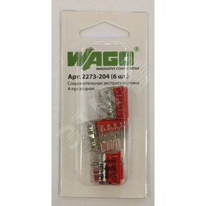 Клемма четырехпроводная компактная (6 шт) (2273-204-6) - Wago