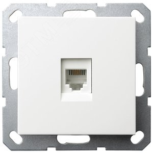 Телефонная розетка RJ11 с накладкой, цвет белый глянцевый - Jasmart