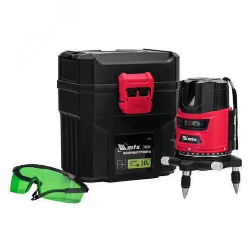 Лазерный уровень CRX-30G, 30 м, зеленый луч, батарейки, резьба 5/8' - Matrix