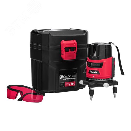 Лазерный уровень CRX-30R, 30 м, красный луч, батарейки, резьба 5/8 - Matrix