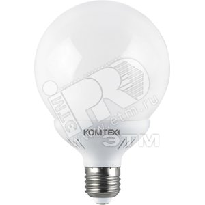 Лампа энергосберегающая КЛЛ 20/840 Е27 D100x135 шар (КЛЛ-Ш100-20-840-Е27) - КОМТЕХ