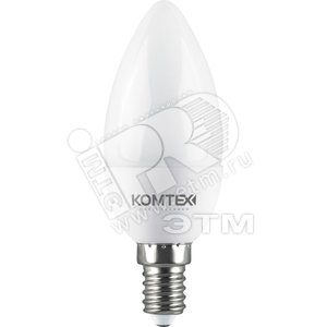 Лампа светодиодная LED 5вт E14 тепло-белый свеча керамика (СДЛ-С-5/830 Е14) - КОМТЕХ