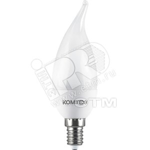 Лампа светодиодная LED 3вт E14 тепло-белый свеча пламя керамика (СДЛ-Сп-3/830 Е14) - КОМТЕХ