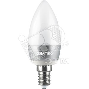 Лампа светодиодная LED 5вт E14 тепло-белый свеча алюминий серый (СДЛ-Сс-5/830 Е14) - КОМТЕХ