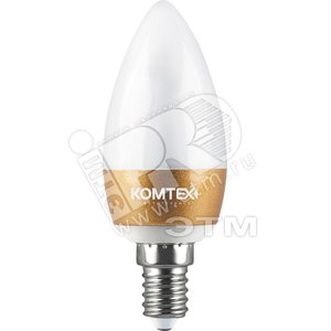 Лампа светодиодная LED 3вт E14 тепло-белый свеча алюминий золото (СДЛ-Сз-3/830 Е14) - КОМТЕХ