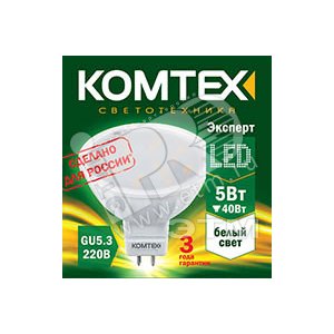 Лампа светодиодная LED 6вт 220в GU5.3 белый (СДЛ-MR16-6-220-840-120-GU5.3) - КОМТЕХ