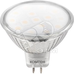 Лампа светодиодная LED 3вт 220в GU5.3 белый стекло (СДЛ-ст-3/845 220В GU5,3) - КОМТЕХ