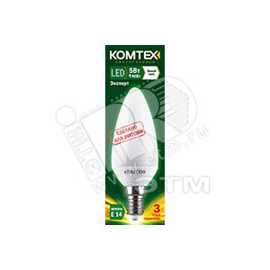 Лампа светодиодная LED 5вт 220в E14 белый свеча (СДЛ-С-5-220-840-300-Е14) - КОМТЕХ