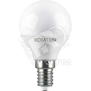Лампа светодиодная LED 5вт E14 тепло-белый шар алюминий золото (СДЛ-Ш45з-5/830 E14) - КОМТЕХ