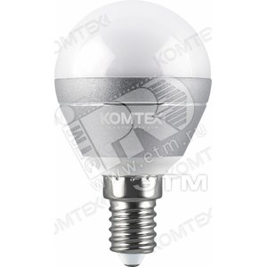 Лампа светодиодная LED 5вт E14 тепло-белый шар алюминий серый (СДЛ-Ш45с-5/830 E14) - КОМТЕХ