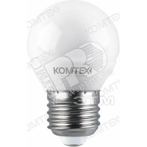 Лампа светодиодная LED 5вт E27 тепло-белый шар керамика (СДЛ-Ш45-5/830 E27) - КОМТЕХ