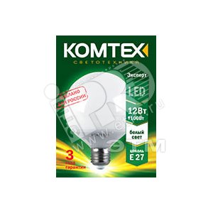Лампа светодиодная LED 12вт 220в E27 белый шар (СДЛ-Ш95-12-220-840-270-Е2) - КОМТЕХ