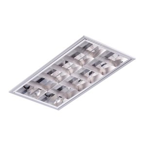 Офисно-административное освещение ЛВО TLC218 EL EM ЛЛ T8 G13 без ламп IP20 ЭПРА БАП 1 ч. Зеркальный растр 