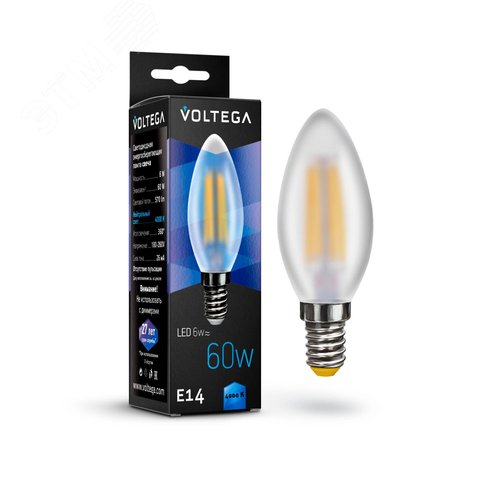 Лампа светодиодная Crystal Candle matt 6W 4000K E14 - артикул VG10-C2E14cold6W-F