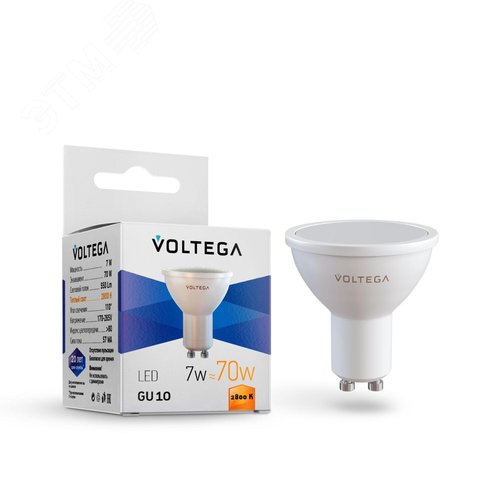 Лампа светодиодная Simple MR16 7W 2800K 110 град GU10 - артикул VG2-S2GU10warm7W