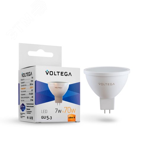 Лампа светодиодная Simple MR16 7W 2800K 110 град GU5.3 - артикул VG2-S2GU5.3warm7W