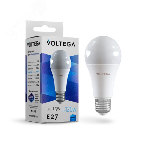 Лампа светодиодная Simple A60 15W 4000K E27 - артикул VG2-A60E27cold15W