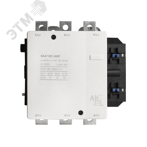 Контактор электромагнитный ВА47-МС-500F MD 3P/500A/220VDC/Винтовые клеммы - АкЭл