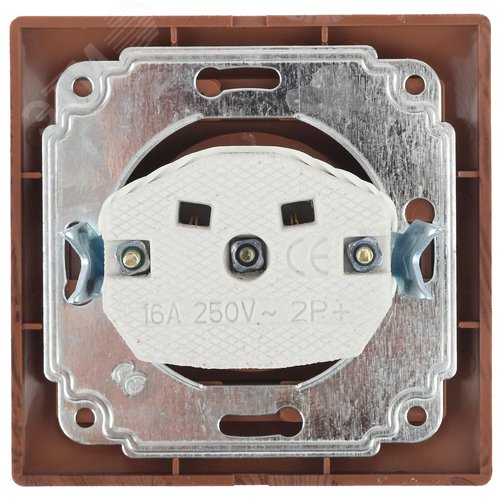 Розетка однофазная скрытого монтажа, в рамку без шторок венге 16А 250В IP20 винтовые зажимы 1-201-10 Intro Plano - фото 2