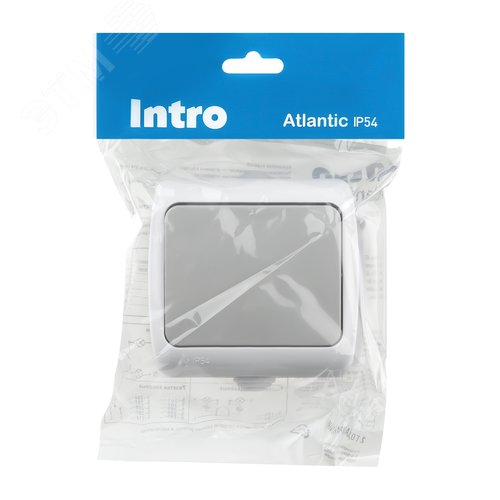 Выключатель Intro Atlantic 5-101-03 10А-250В, IP54, открытой установки, серый - фото 5