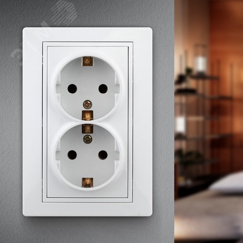 Розетка однофазная двойная скрытого монтажа, в рамку с заземлением без шторок белый 16А 250В IP20 1-205-01 Intro Plano - фото 2