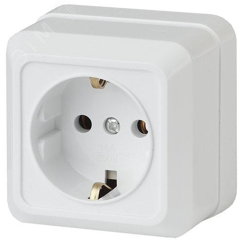 Розетка Intro Quadro 2Э-202-01 с заземлением 2P+E Schuko, 16А-250В, IP20, ОУ, без монтажной пластины, белый - ЭРА (Энергия света)