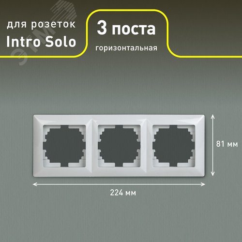 Рамка для розеток и выключателей 3 поста белый пластик Intro Solo 4-503-01 - фото 2
