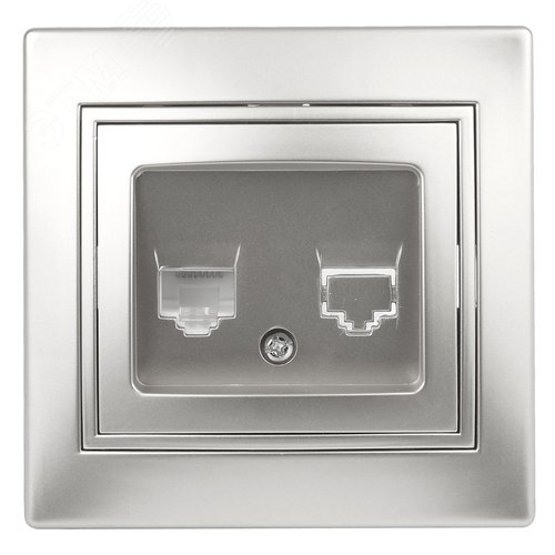 Розетка информационная RJ45, СУ, Plano, алюминий, 1-303-03 - ЭРА (Энергия света)