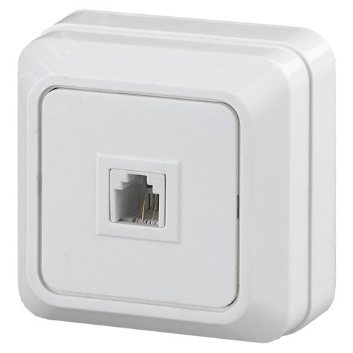 Розетка телефонная RJ11, ОУ, Quadro, белый, 2-302-01 - ЭРА (Энергия света)