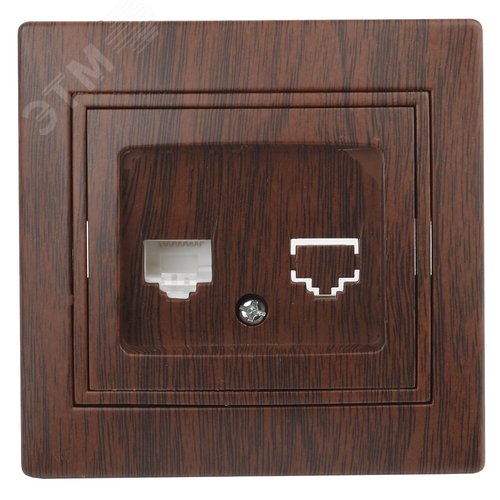 Розетка информационная RJ45, СУ, Plano, венге, 1-303-10 - ЭРА (Энергия света)