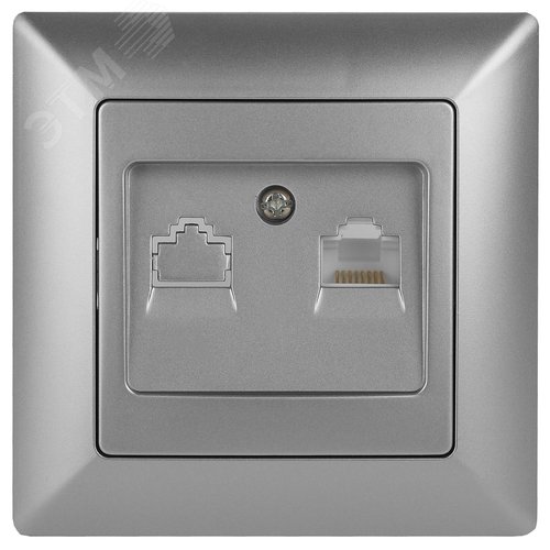 Розетка информационная RJ45, СУ, Solo, алюминий, 4-303-03 - ЭРА (Энергия света)