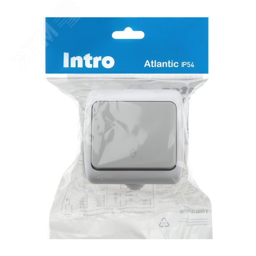 Переключатель Intro Atlantic 5-103-03 10А-250В, IP54, открытой установки, серый - фото 5
