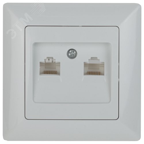 Розетка информационная 2xRJ45, СУ, Solo, белый, 4-304-01 - ЭРА (Энергия света)