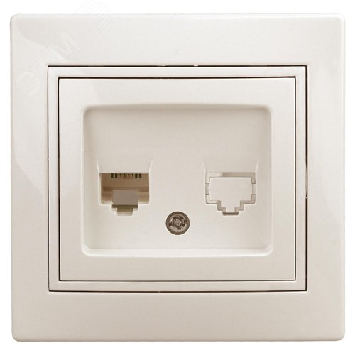 Розетка телефонная RJ11, СУ, Plano, сл.кость, 1-302-02 - ЭРА (Энергия света)