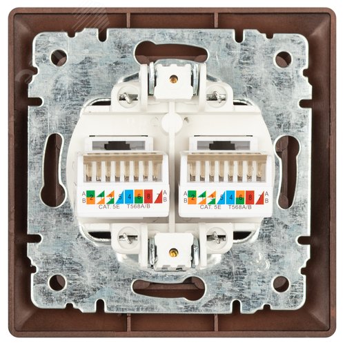 Розетка информационная 2xRJ45, СУ, Solo, антрацит 4-304-05 Intro - фото 2