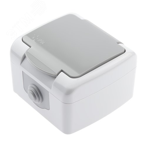 Розетка 2P+E Schuko шторки, 16А-250В, IP54, ОУ, Atlantic, серый - фото 4