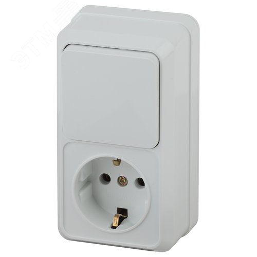 Блок розетка с выключателем Intro Quadro 2-705-01 вертикальный 10(16)А-250В, IP20, ОУ, белый - ЭРА (Энергия света)