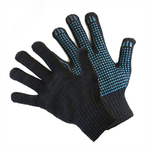 Перчатки х/б с ПВХ черная пряжа особопрочные 7