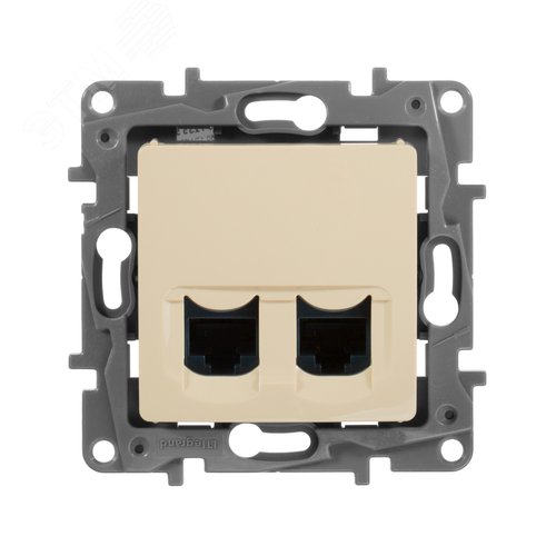 Розетка компьютерная двойная RJ45 категория 5Е UTP слоновая кость ETIKA 2