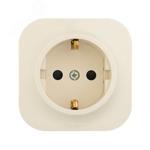 Розетка 1-местная для открытой установки с заземлением с защитными шторками 16Аслоновая кость QUTEO 2