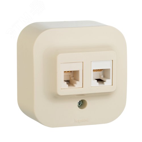 Quteo Розетка телефонная+компьютерная RJ11+RJ45 категория 5 UTP наружная бежевая - IEK (ИЭК)