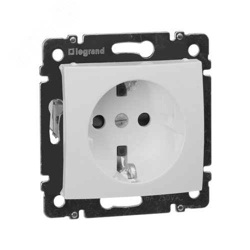 Розетка 1-местная с заземлением с защитными шторками 16А белый VALENA DIY - Legrand