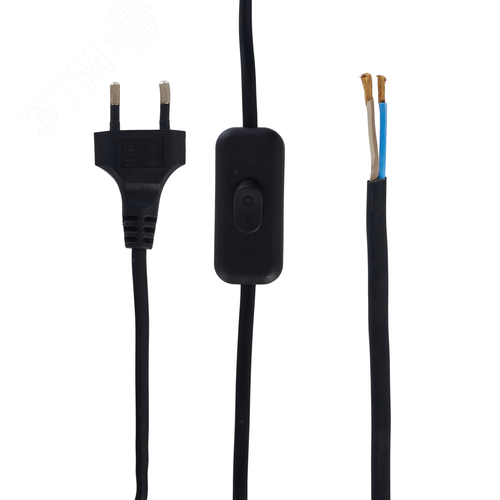 Шнур УШ-1КВ с выключателем 2м ПВС 2х0.75 6А черный 3