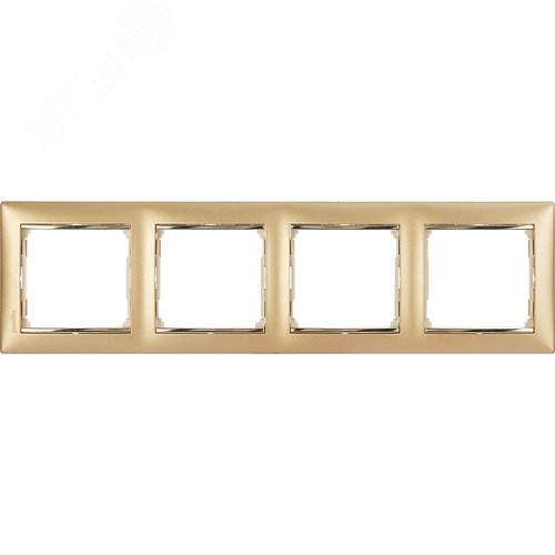 VALENA Рамка 4 поста горизонтальная матовое золото (770304)