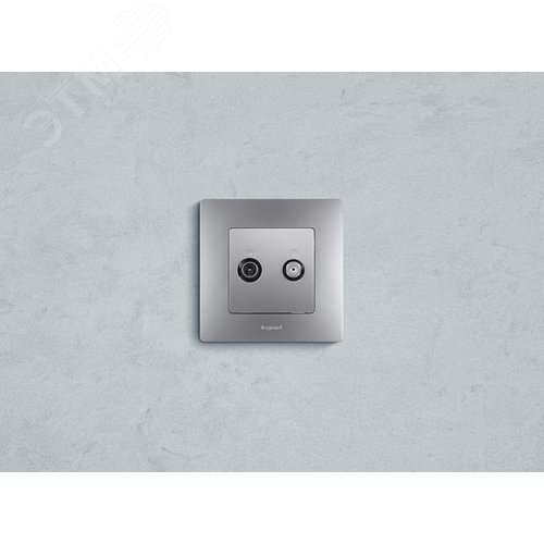 Розетка двойная TV+SAT тип звезда алюминий ETIKA 2