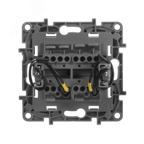 Выключатель 2-клавишный проходной с подсветкой/индикацией 10А безвинтовое крепление антрацит ETIKA 2