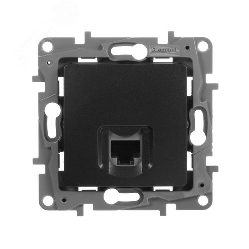 Розетка компьютерная RJ45 категория 5Е UTP антрацит ETIKA - фото 2